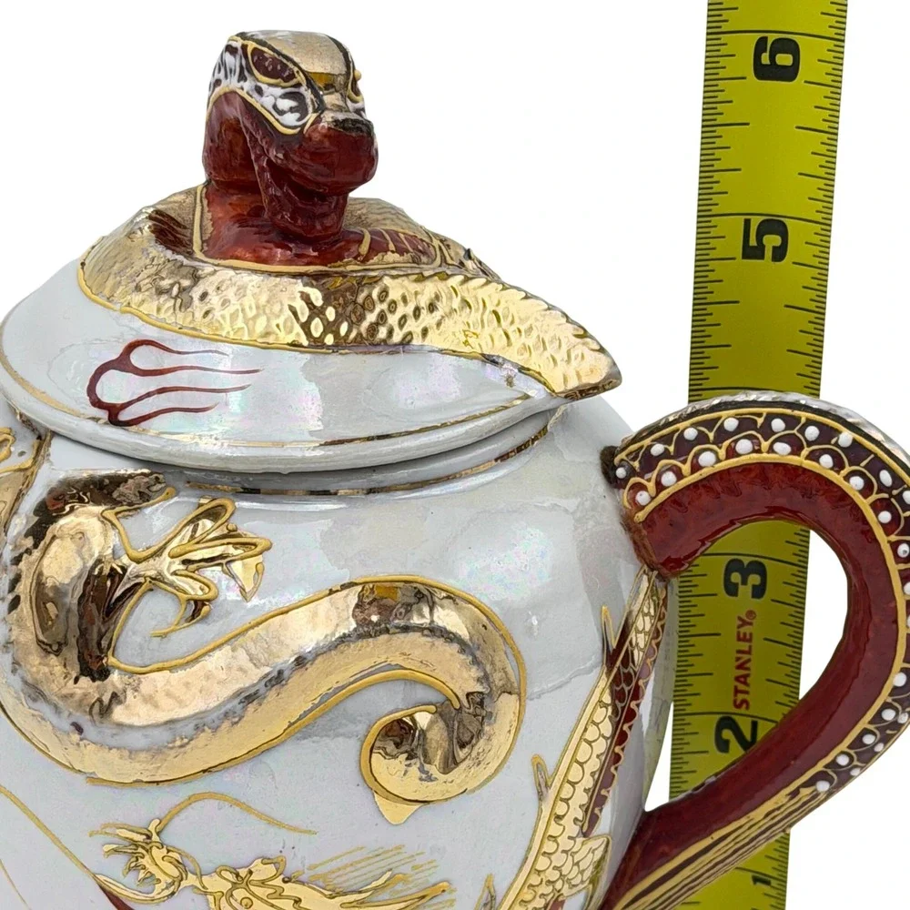 Vtg Gem China Japan Moriage Dragonware Teapot Sugar Bowl Dragon Head‎ Spout READ